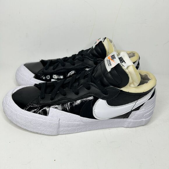 Nike Sacai X Blazer Low \'Black Patent’ Size 6.5 Authentic 100% main image 9